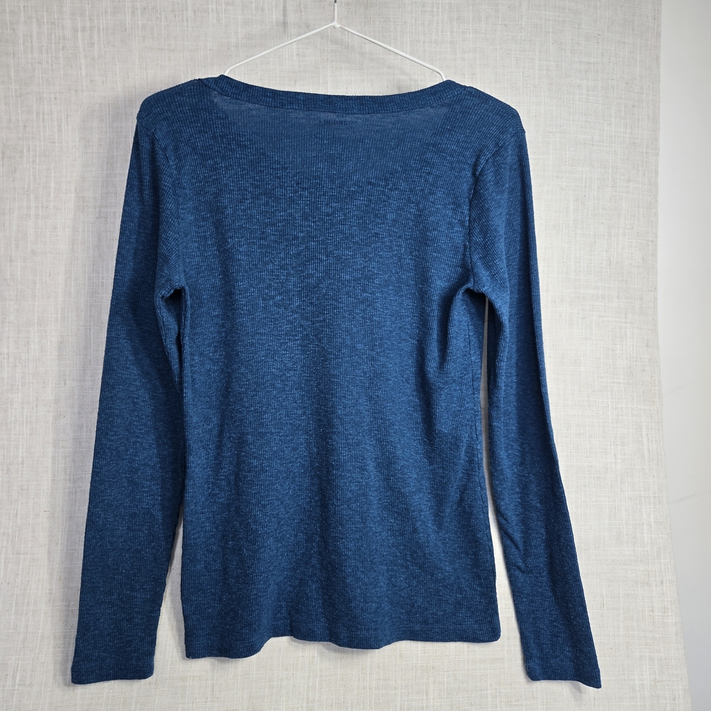 Sonoma Life & Style Women's Long Sleeve 3/4 Ribbed Tee in Blue Size XS - Picture 2 of 9